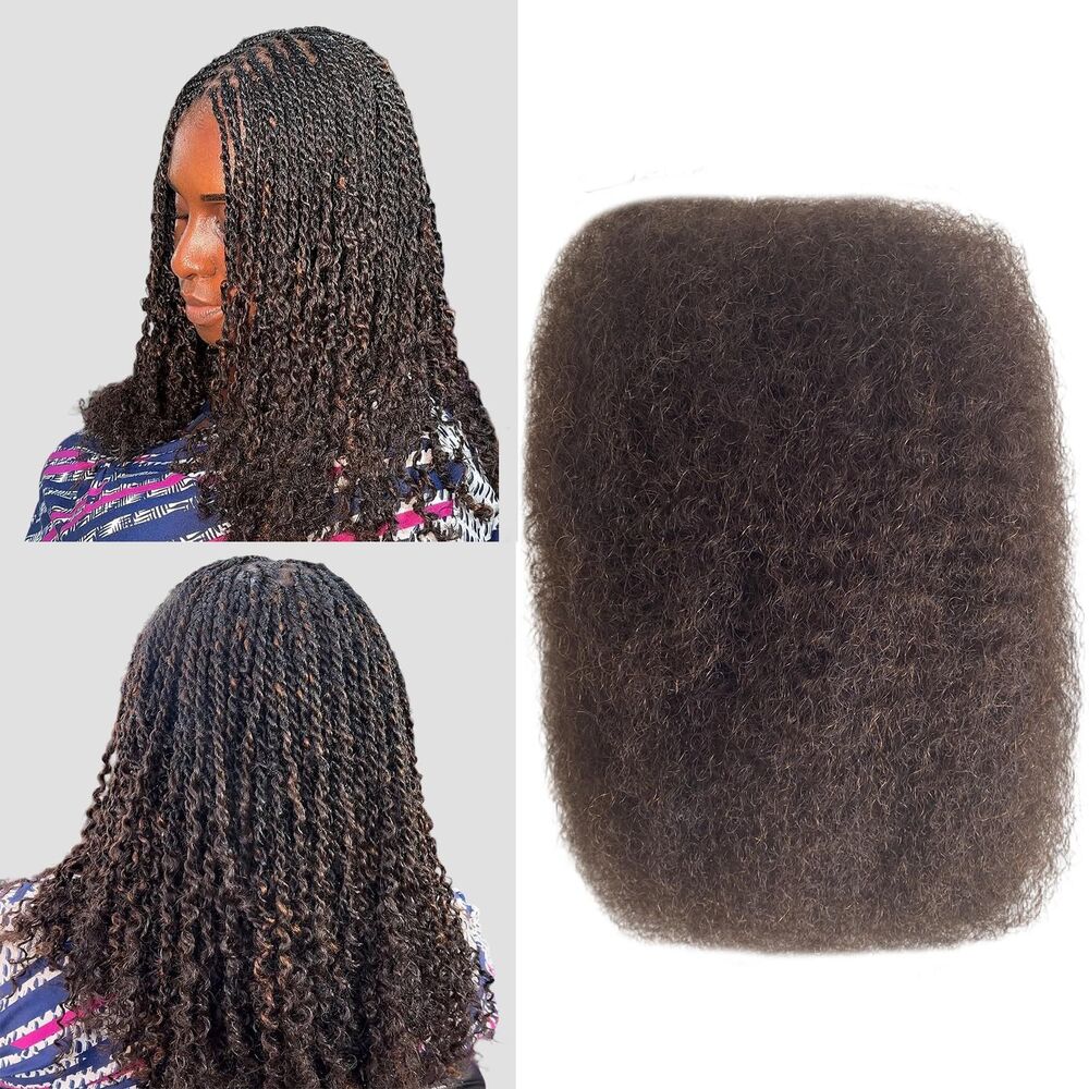 Amzluck Afro Kinky Bulk Human Hair Extensions - 4#, 14 Inches, 50g/Pack